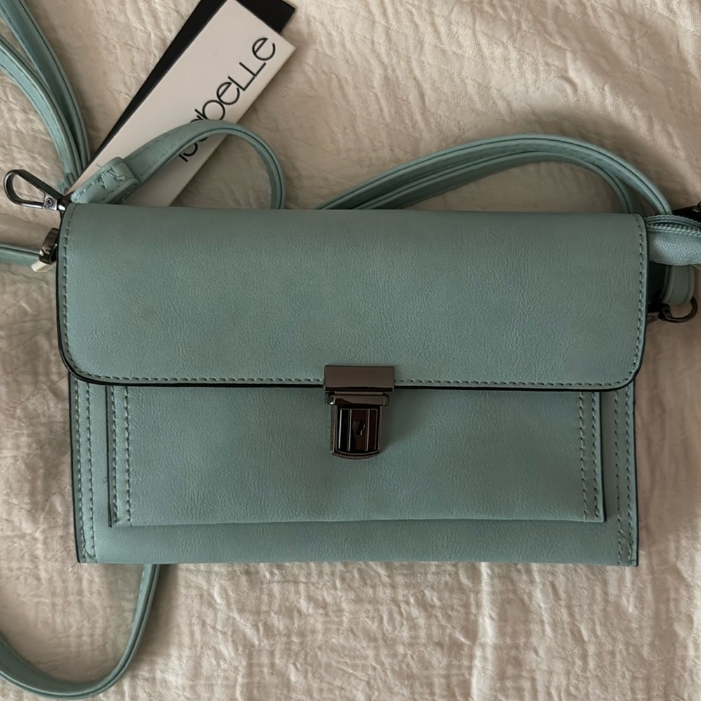 Isabelle Vegan Leather teal clutch/crossbody bag